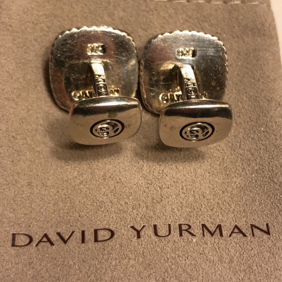 DY Pink Sapphire Black Diamond Pave Cufflinks - Picture 5 of 5